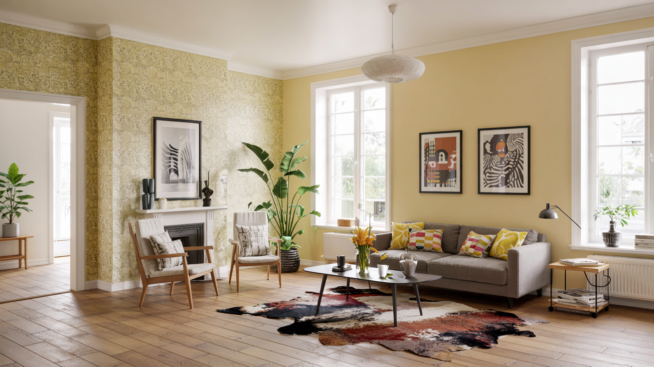 malning tapetsering yellow